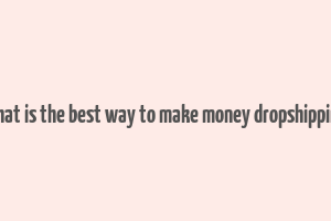 what is the best way to make money dropshipping