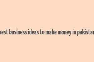 best business ideas to make money in pakistan