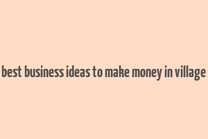 best business ideas to make money in village