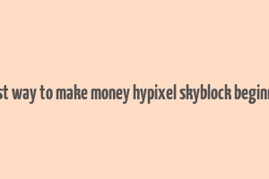 best way to make money hypixel skyblock beginner