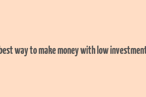 best way to make money with low investment