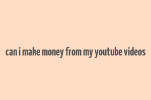 can i make money from my youtube videos