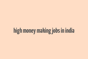 high money making jobs in india