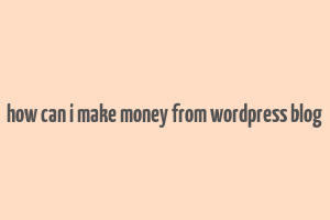 how can i make money from wordpress blog