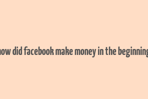 how did facebook make money in the beginning