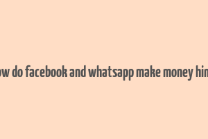 how do facebook and whatsapp make money hindi