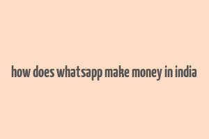 how does whatsapp make money in india