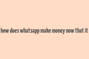 how does whatsapp make money now that it& 39