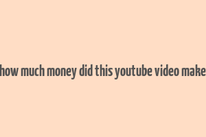 how much money did this youtube video make