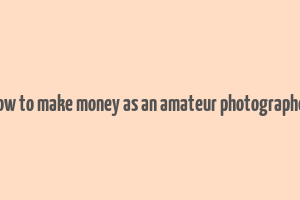 how to make money as an amateur photographer