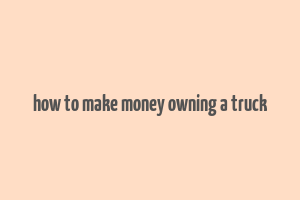 how to make money owning a truck