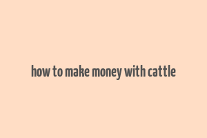 how to make money with cattle