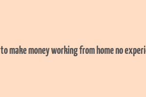 how to make money working from home no experience