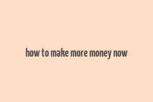 how to make more money now