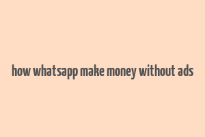 how whatsapp make money without ads