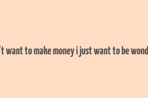 i don't want to make money i just want to be wonderful