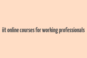 iit online courses for working professionals