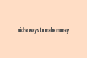 niche ways to make money