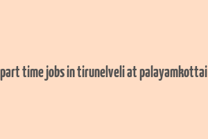 part time jobs in tirunelveli at palayamkottai