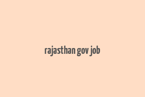 rajasthan gov job