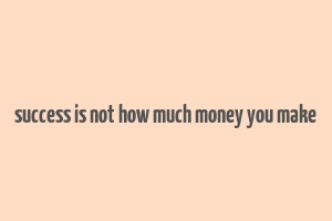 success is not how much money you make