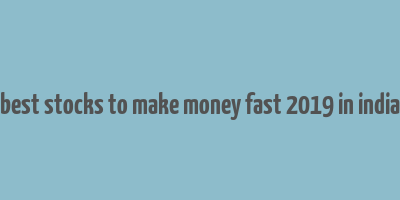 best stocks to make money fast 2019 in india