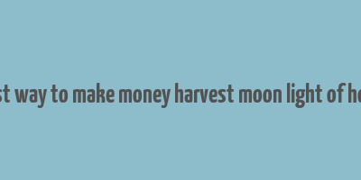 best way to make money harvest moon light of hope