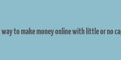 best way to make money online with little or no capital