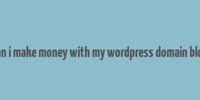 can i make money with my wordpress domain blog