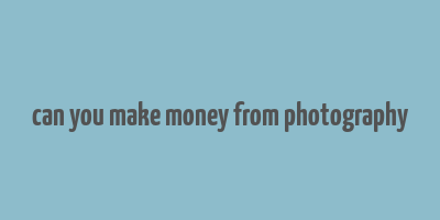 can you make money from photography