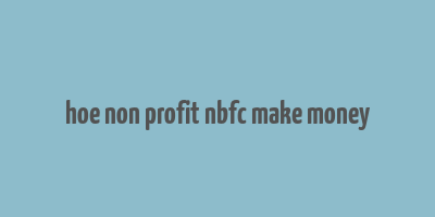 hoe non profit nbfc make money