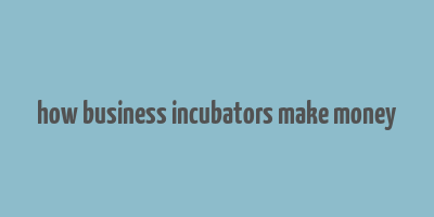 how business incubators make money