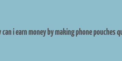 how can i earn money by making phone pouches quora