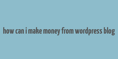 how can i make money from wordpress blog