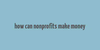 how can nonprofits make money