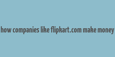 how companies like flipkart.com make money