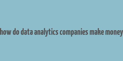 how do data analytics companies make money