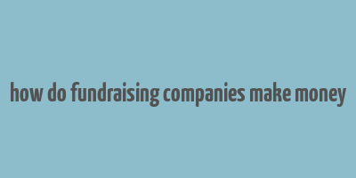 how do fundraising companies make money