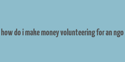 how do i make money volunteering for an ngo