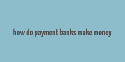 how do payment banks make money