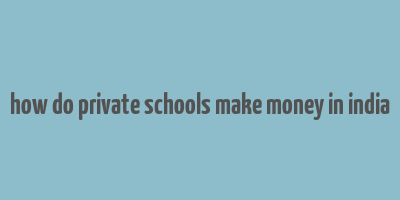 how do private schools make money in india