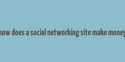 how does a social networking site make money