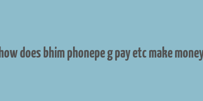 how does bhim phonepe g pay etc make money