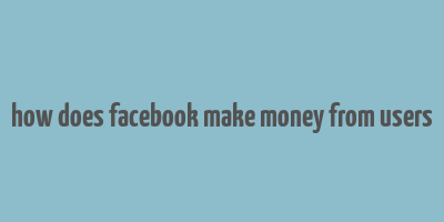 how does facebook make money from users