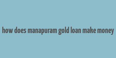 how does manapuram gold loan make money