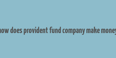 how does provident fund company make money