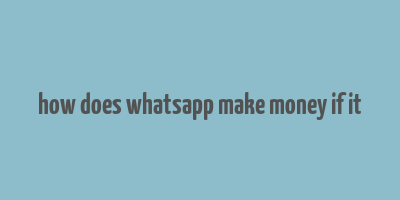 how does whatsapp make money if it& 39