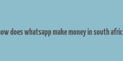 how does whatsapp make money in south africa