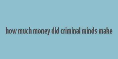 how much money did criminal minds make