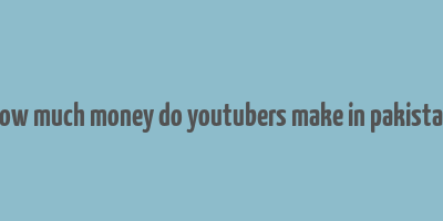 how much money do youtubers make in pakistan